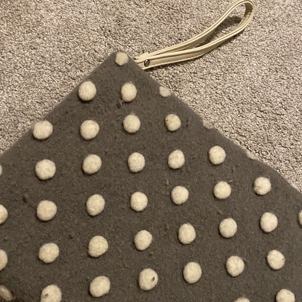 Gray and Cream Polka Dot Wristlet Clutch